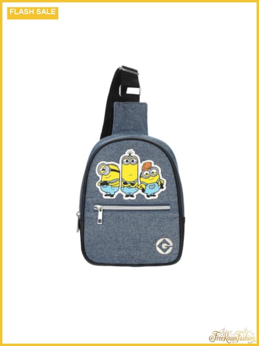 Minions Sling Bag Adjustable Strap Crossbody PU Denim-Look